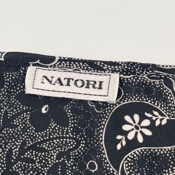 Vintage Natori Floral Kimono Caftan Robe M Black Short Sleeve Loungewear Boho - Picture 3 of 9